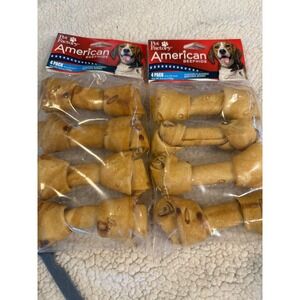 Pet Factory American Beefhide‎ 4in Chicken Flavored Knotted Bones 2 Pack 8 Total